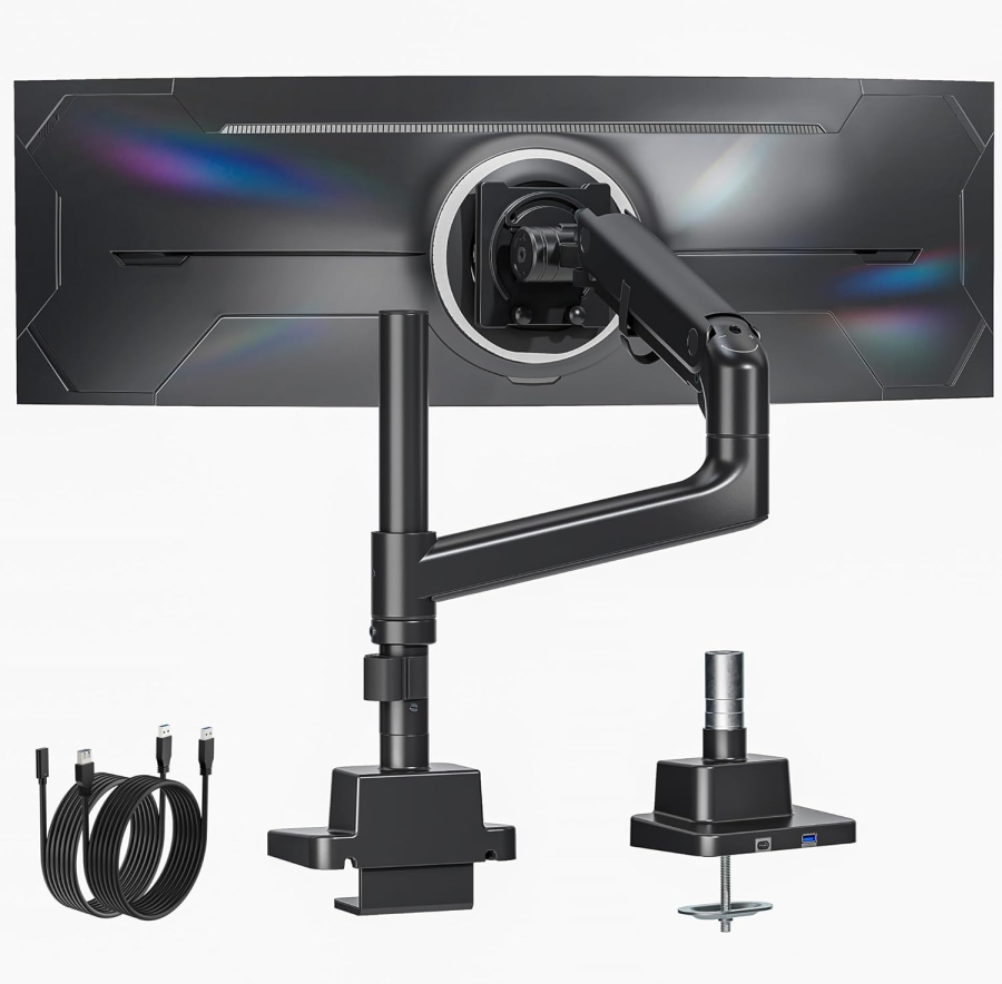 monTEK bras de moniteur Heavy-Duty - 1 moniteur - [17-57" / jusqu’à 27 kg] - USB-C & mât central XXL